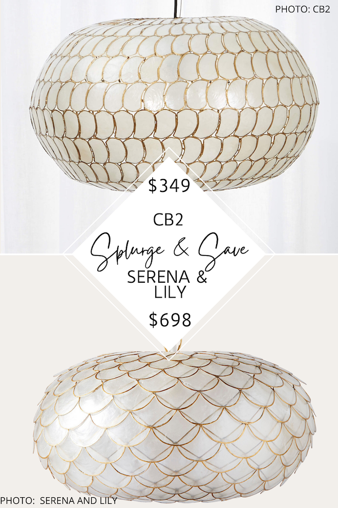 Do you love Serena and Lily dupes?! This Serena and Lily Capiz Chandelier dupe will get you the Serena and Lily living room, entryway, hallway, bathroom, or dining room look for less! #inspo #decor #design #style #coastal #lookforless