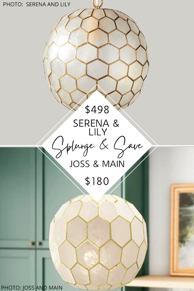 I found the best Serena and Lily dupes of 2022! This Serena and Lily Capiz Honeycomb Chandelier dupe will get you the Serena and Lily look for less. I found similar pendants at Wayfair, Joss and Main, Anthropologie, Ashley Furniture, and Overstock. #inspo #decor #style #design #coastal #home