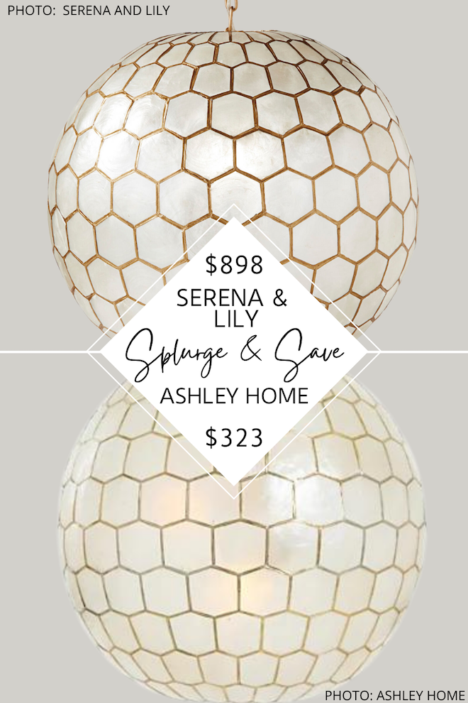 This Serena and Lily light dupe would look so good in a bathroom, entryway, kitchen, or bedroom! If you are looking for capiz chandeliers and lights, you've got to see this look for less. #inspo #decor #style #livingroom #diningroom #knockoff