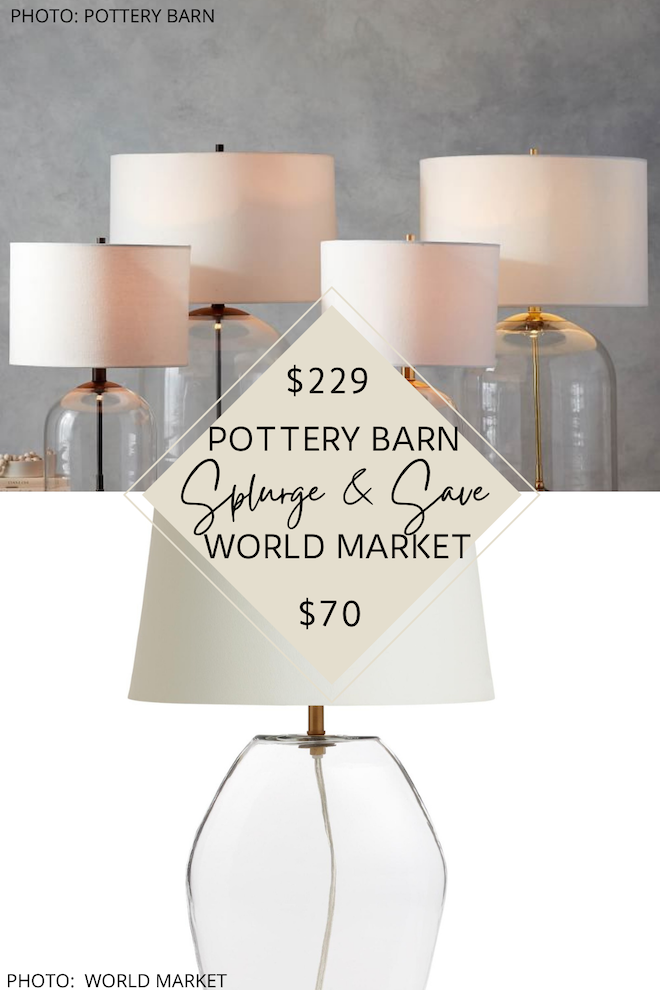 This Pottery Barn Aria Dome Table Lamp dupe is everything! If you've always dreamed of having a Pottery Barn living room, dining room, or bedroom, this table lamp will help you do it! It has a glass dome base, minimalist design, and will help you get the Pottery Barn look for less. #inspiration #decor #copycat #knockoff #dupes