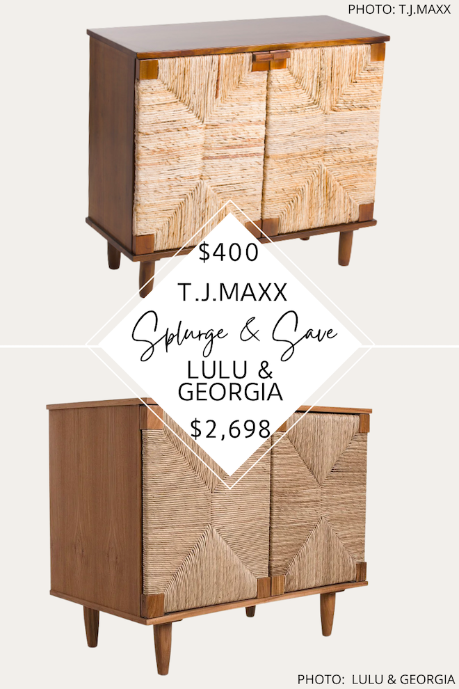 I've got a Lulu and Georgia Sian Small Cabinet dupe and a McGee and Co. Wesley 4-Door Sideboard dupe! If you're looking for a coastal sideboard, credenza, or storage cupboard, you just found it. #inspo #decor #lookforless #decor #home 