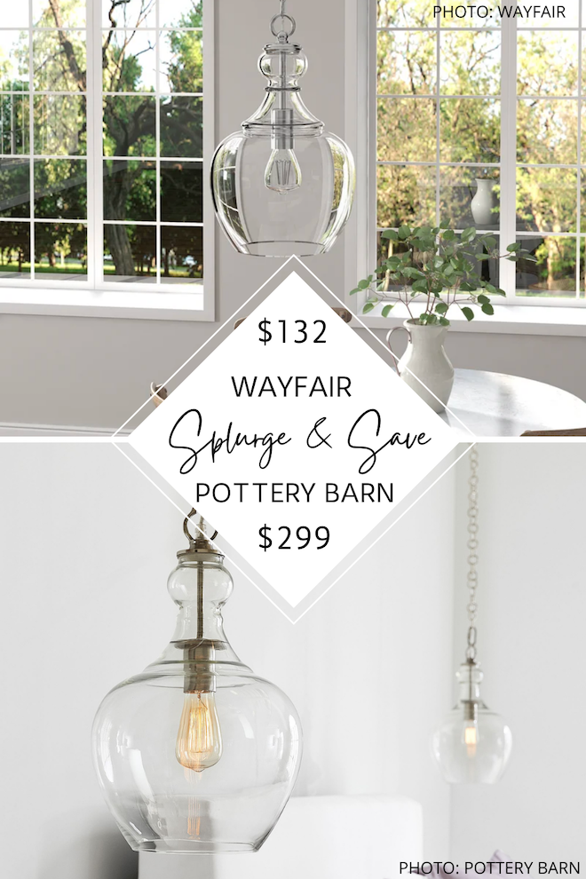 Do you love Pottery Barn style?  Have you always dreamed of having a Pottery Barn kitchen? I found a Pottery Barn Flynn Recycled Pendant dupe that will get you the Pottery Barn look for less. #inspo #decor #island #farmhouse #modern #teardrop #light #chandelier