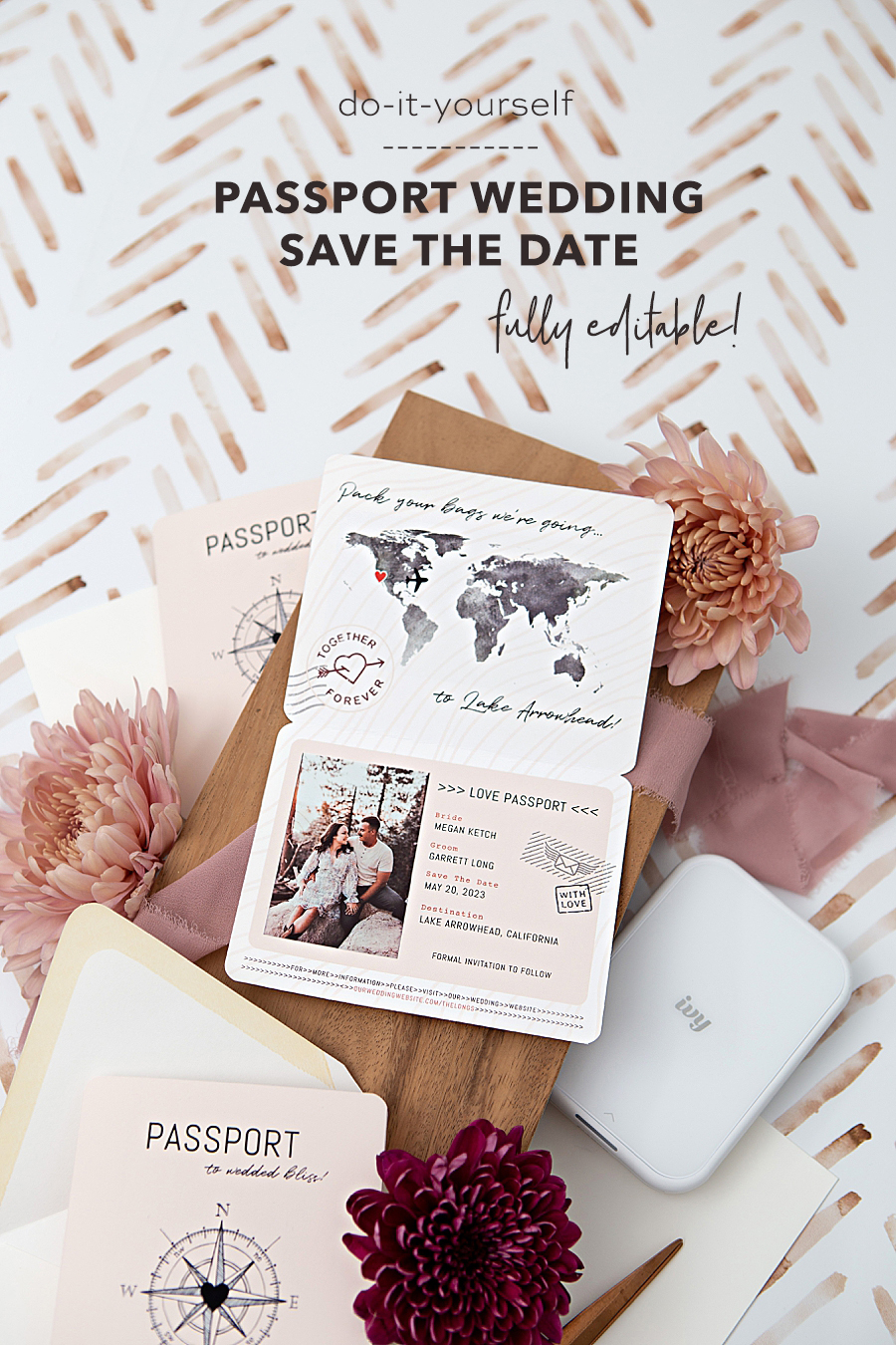 Make your own stunning passport save the date invitations!
