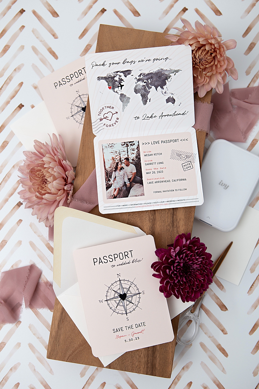 Print these darling Passport save the dates at home!