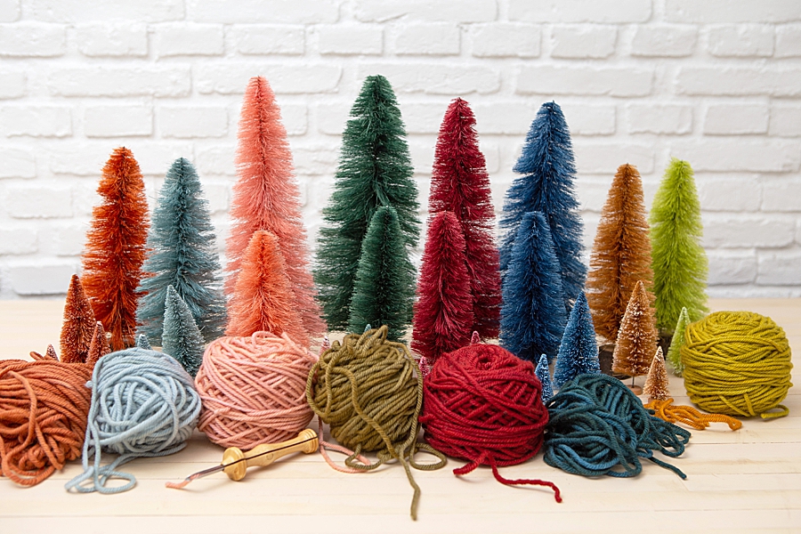 I dyed bottle brush trees to match this special yarn!