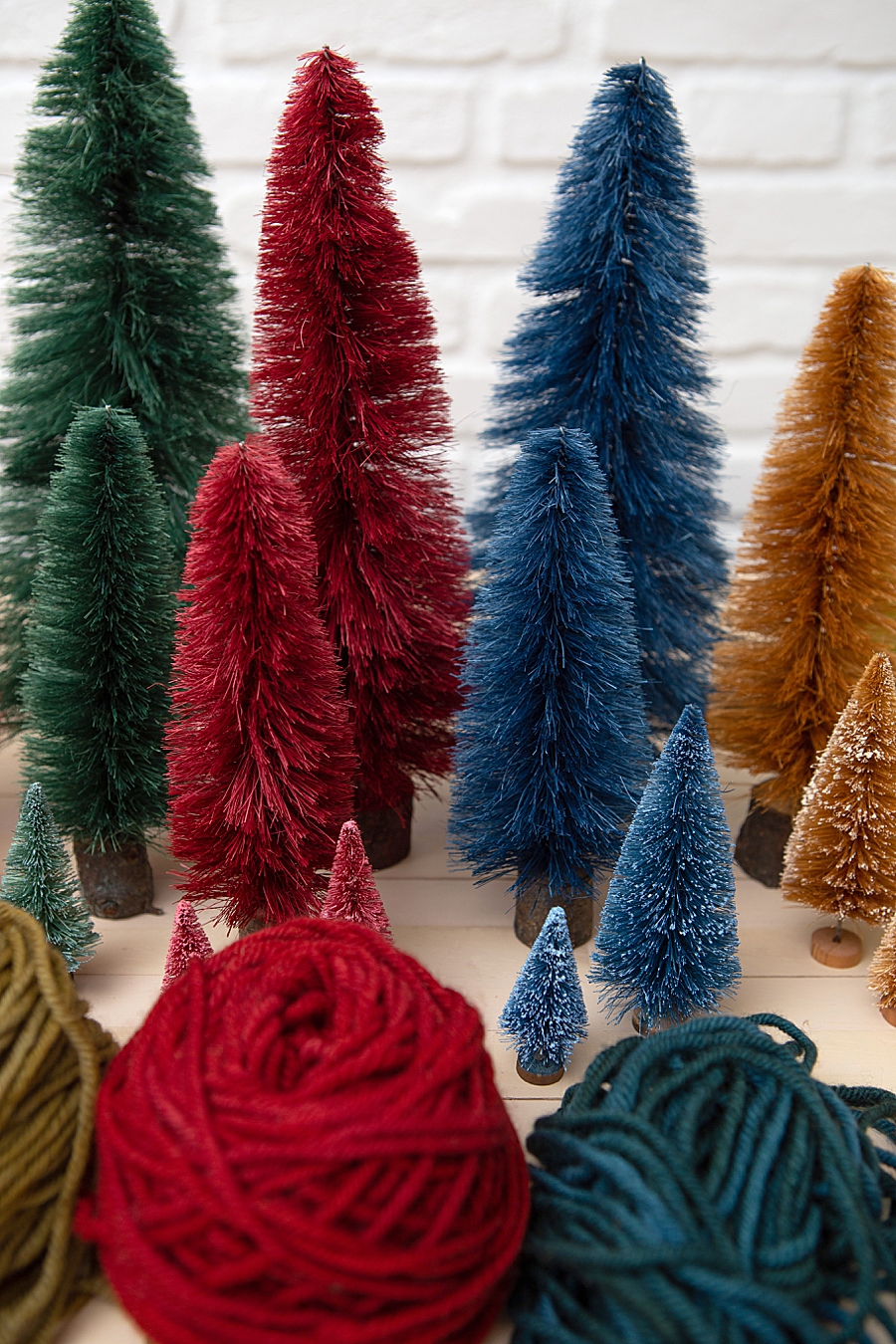 I dyed bottle brush trees to match this special yarn!