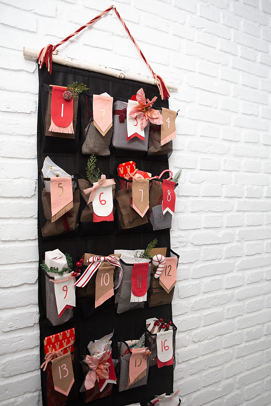 A shoe organizer is the best advent calendar holder for large families!