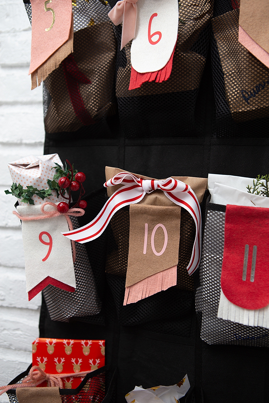 A shoe organizer is the best advent calendar holder for large families!