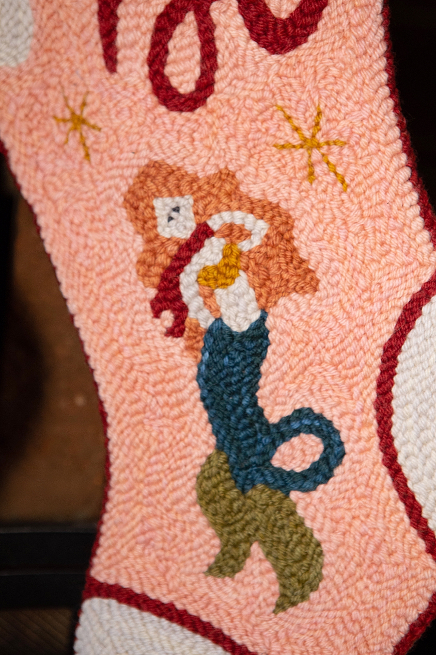 Mermaid punch needle stocking