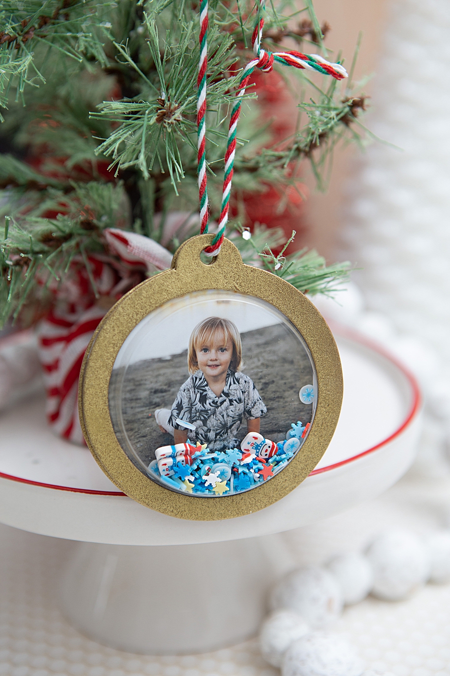 I used my Canon SELPHY to make these darling photo shaker ornaments!